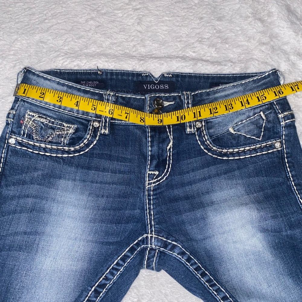 SZ 5/6 Vigoss Women's Dark Blue Slim Boot Cut Jeans with Contrast Stitching - Picture 11 of 11